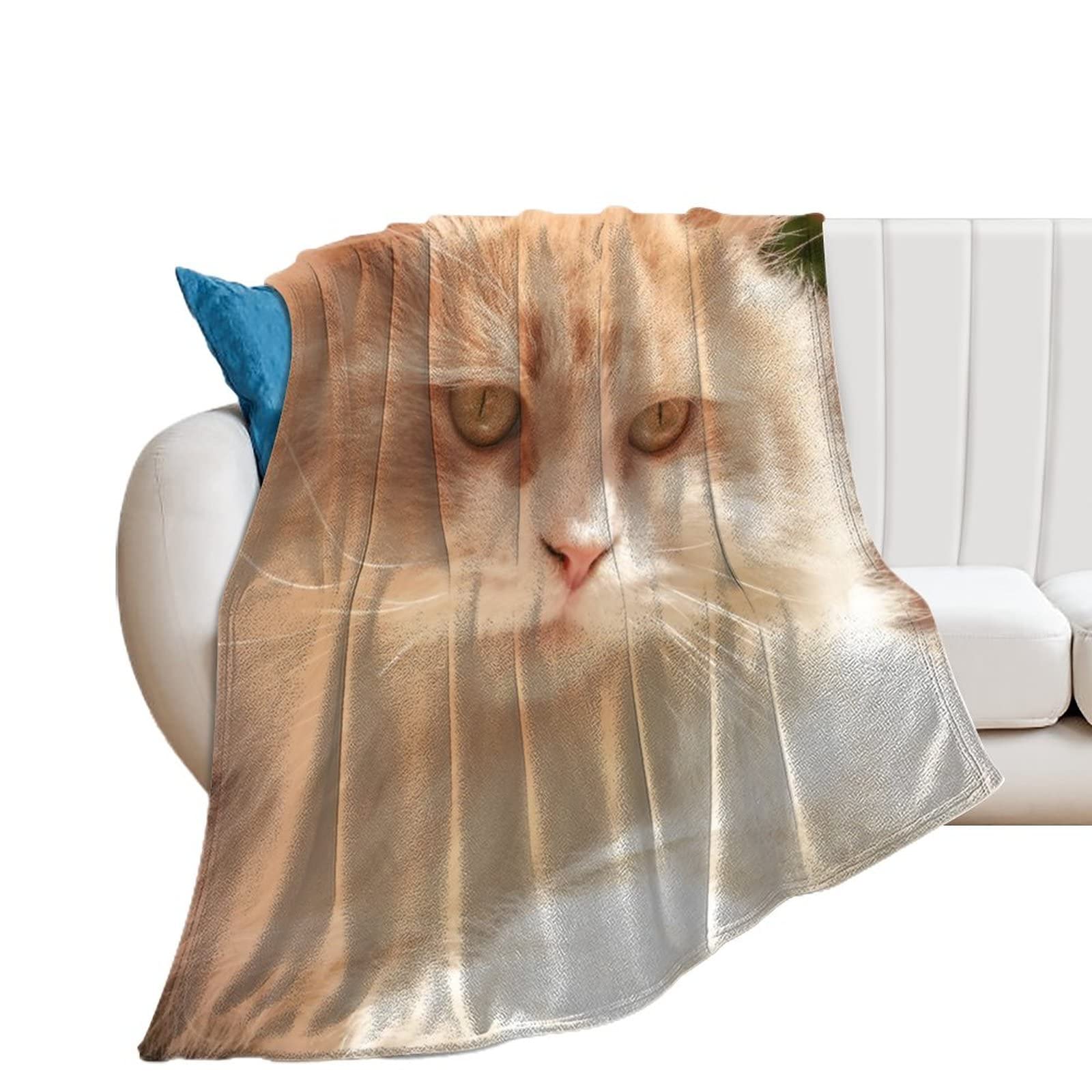 Couverture polaire chat rose plaid flanelle doux jeté de canapé 150x200cm pour salon