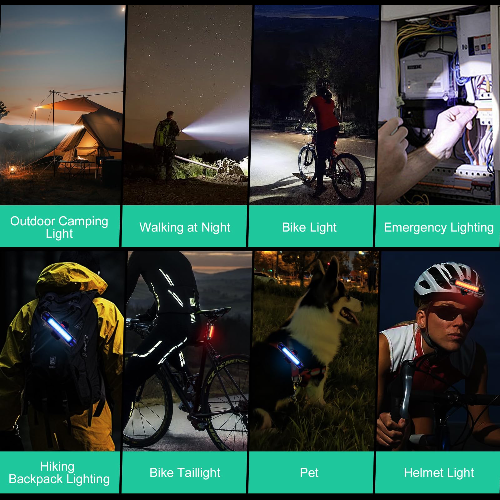 Lampe Velo 6 LED Ultra Puissantes 6400mAh Eclairage Velo Rechargeable USB C Lumiere Velo Avant et Arriere, Feu Arrière Vélo Rouge et Bleu, Fonction de Batterie Externe, IPX6 Étanche Phare VTT Route