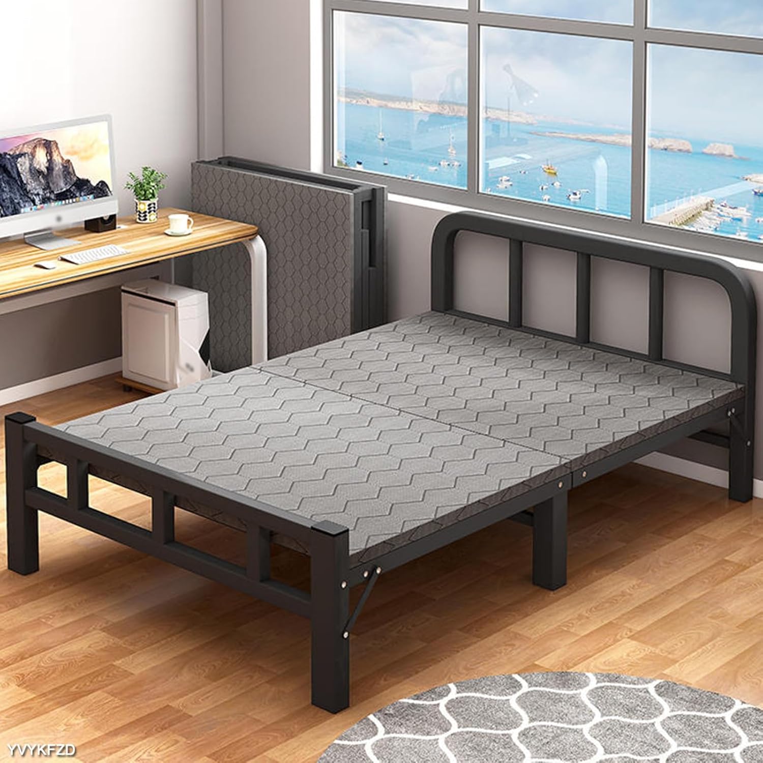 YVYKFZD Camping Cots for Adults, 2 Person Folding Camping Bed, Portable Sleeping Cots, for Tent Office Outdoor Travel, Supports 330 lbs (Color : Black C, Size : 190x70x41cm)