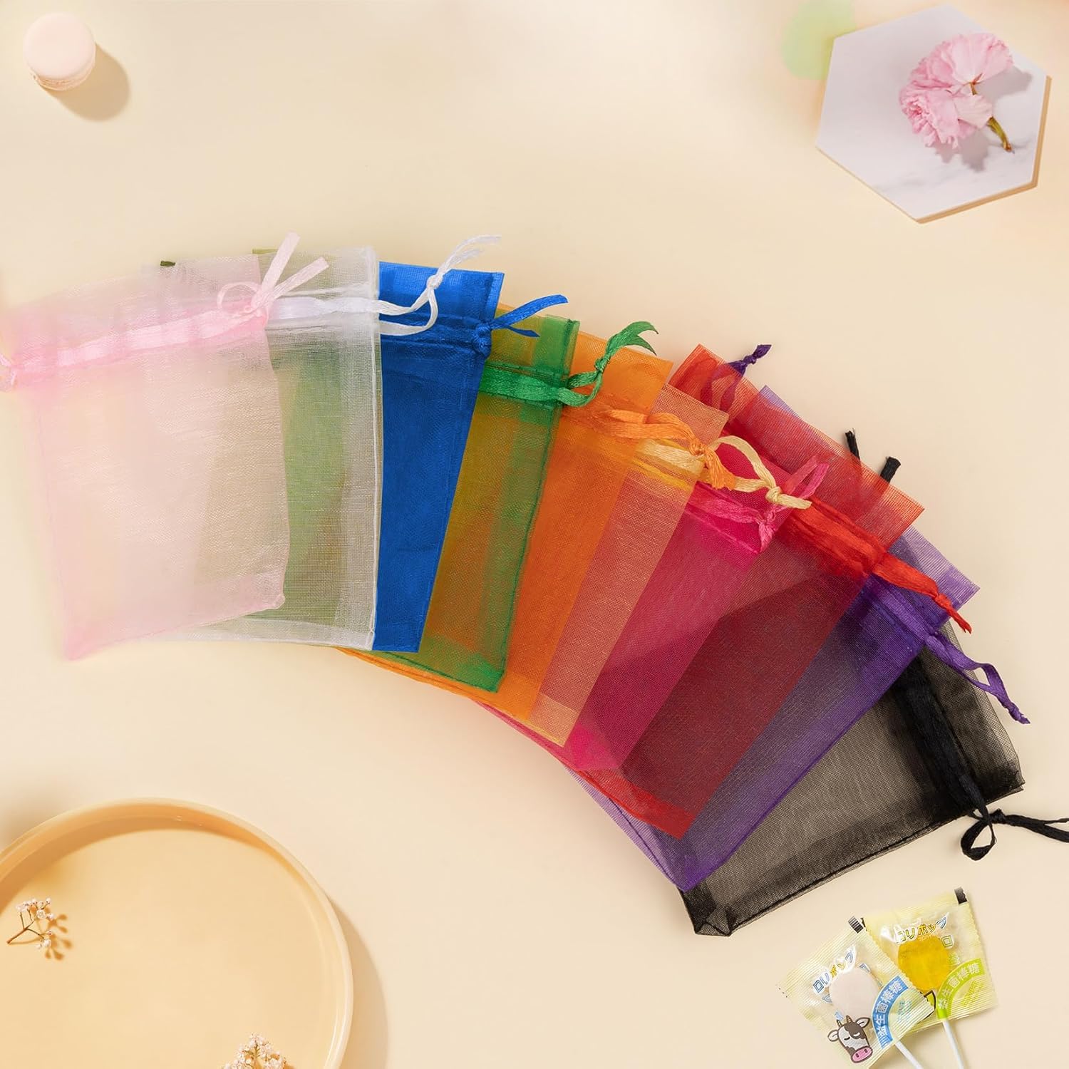 100 Sacchetti Regalo In Organza A Forma Di Cuore – 10x12 Cm, Con Coulisse, Per Bomboniere, Caramelle, Gioielli, Feste