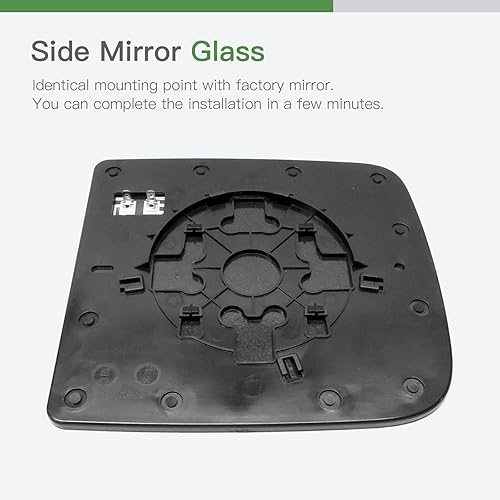 Miniatura 5 de SCITOO Espejo retrovisor lateral de vidrio para pasajero derecho para 2010-2019 para Dodge RAM 1500 WCromado calefactable, espejo exterior de