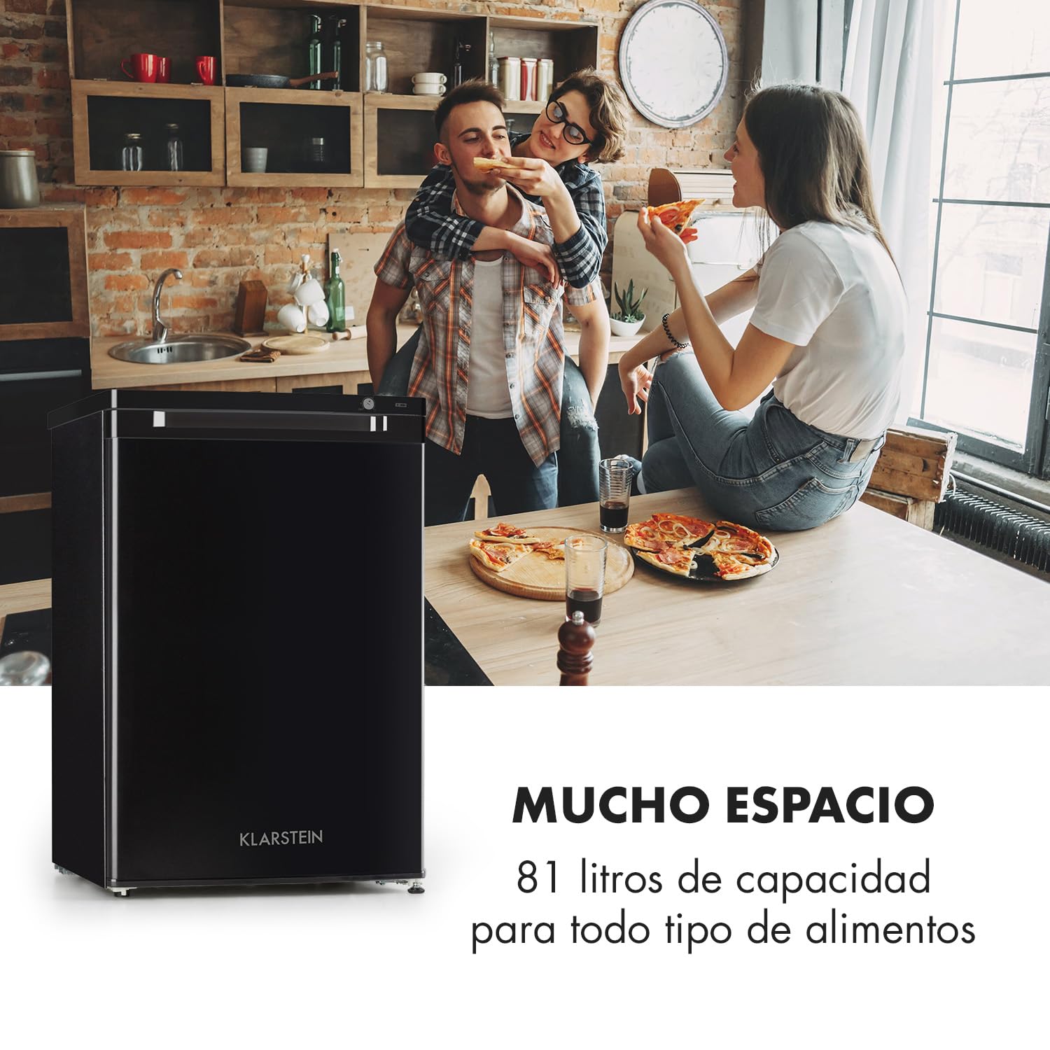 Klarstein Congelador Pequeño Vertical Portatil, Mini Congelador Silencioso Casa y Oficina, Congeladores Capacidad 80 l. con Estante, Eficiencia Energética, Estante, Departamento Hielos y Rascador