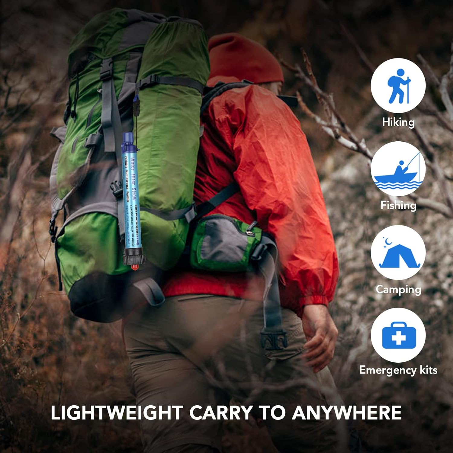 Aomiun Water Filter Straw Outdoor Water Purifier Portable Personal Water Purifier Filtration Straw for Drinking Camping Hiking Hunting and Emergency Preparedness : Sports & Outdoors