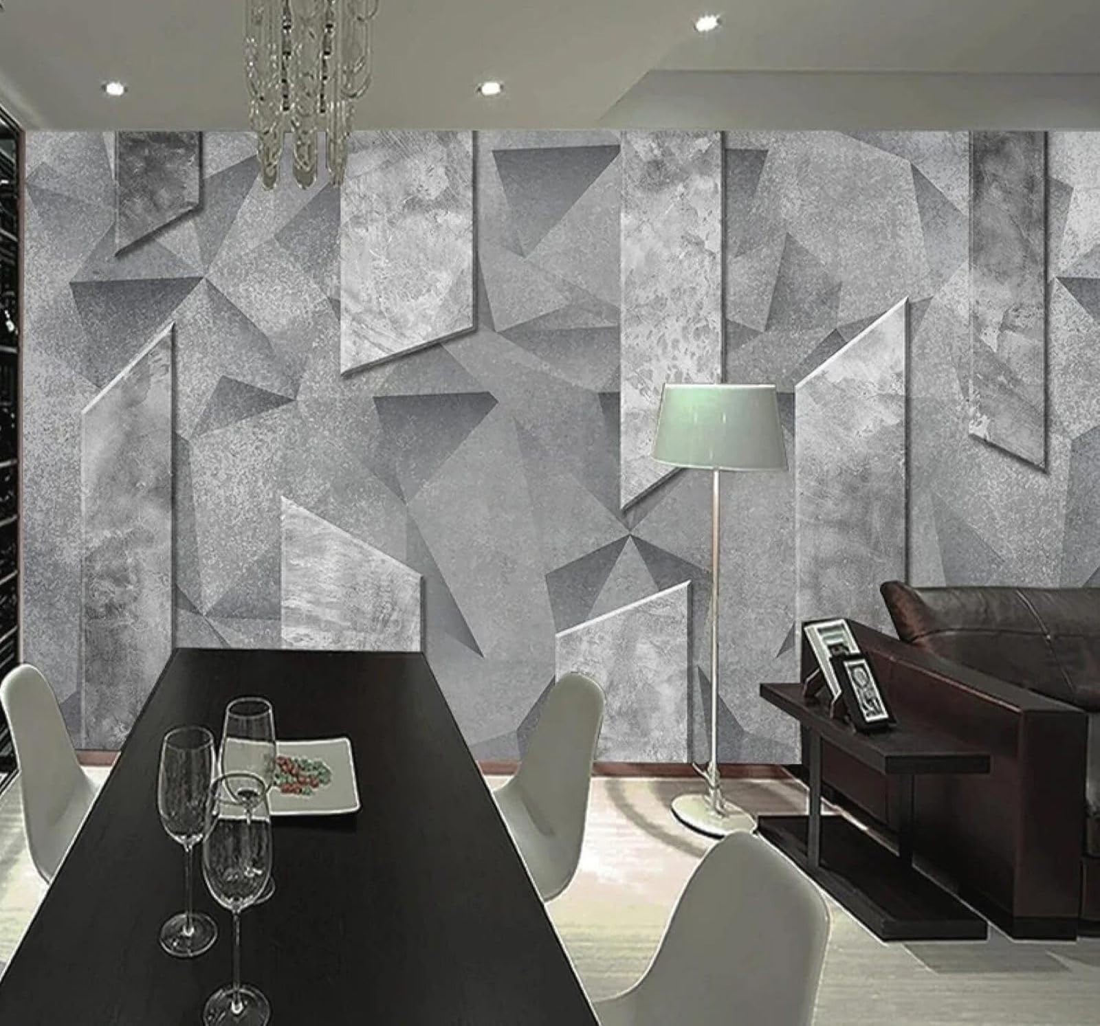 XLMING Abstract Creative Grey Geometric Art 3D Wallpaper Luxury Home Dining Decor Paste Sofa Living Room The Wall for Bedroom Mural-200cm×140cm
