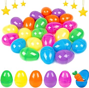 24PCS Easter Fillable Plastic Eggs, Colourful Fillable Plastic Surprise Easter Eggs, Easters Egg Hunt, Easters Colourful Egg, for Eastertide Hunt, Eastertide Basket Stuffers, Classroom Prize Supplies