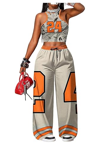 Women's 2 Piece Going Out Outfits Y2k Number Graphic Jersey