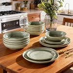 AmorArc Ensembles de repas en céramique, Ensembles en grès et bols faits main,Lavage-vaisselle & Ensemble de vaisselle micro-ondes, Service pour 4 (12pc)