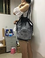 Vista 2 de Bolsa de malla de algodón reutilizable portátil organizador de bolsas de compras bolso de almacenamiento de frutas Nuevo (negro02)