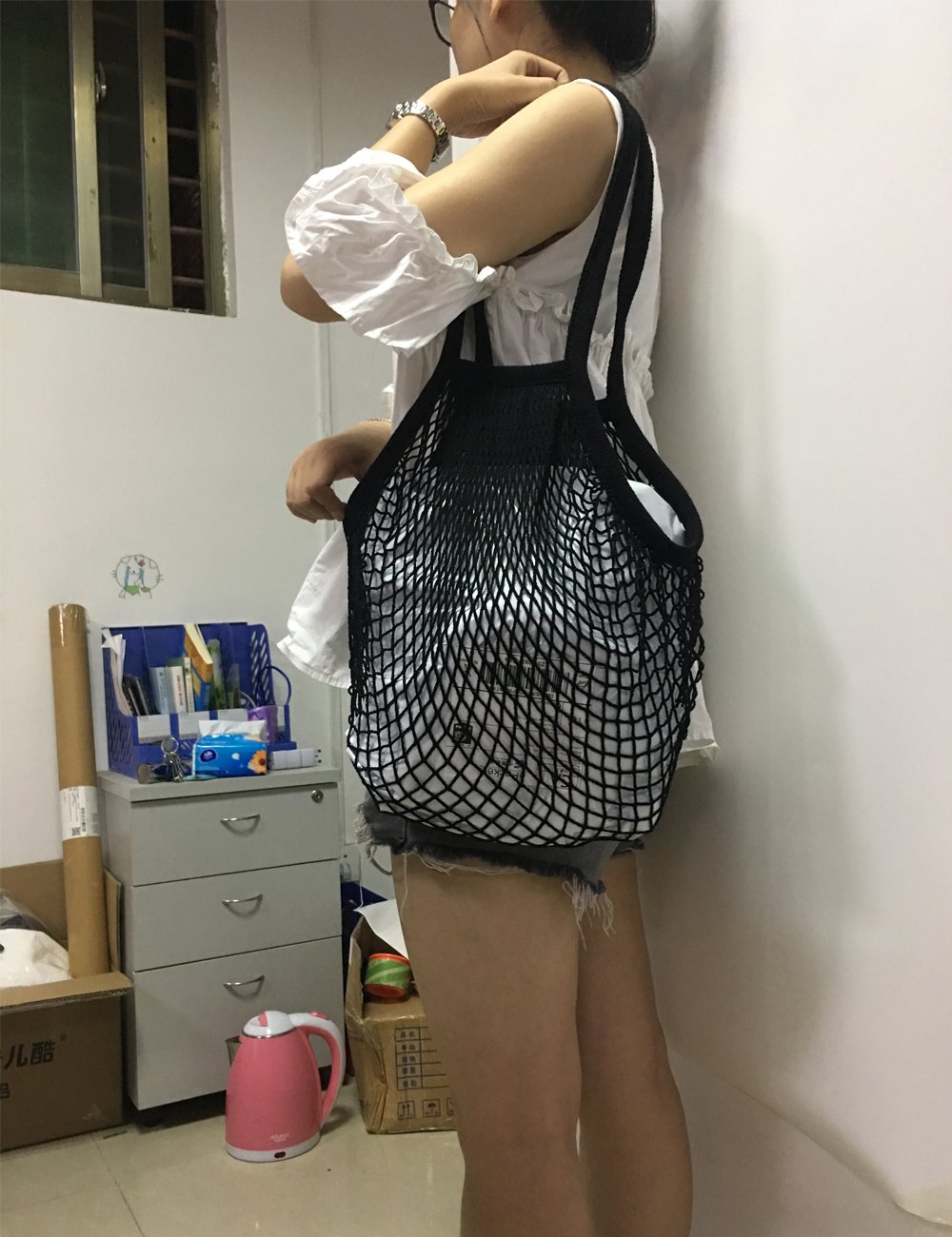 Sacs De Courses En Maille, 5 Pièce Filet A Courses Sac Coton Maille