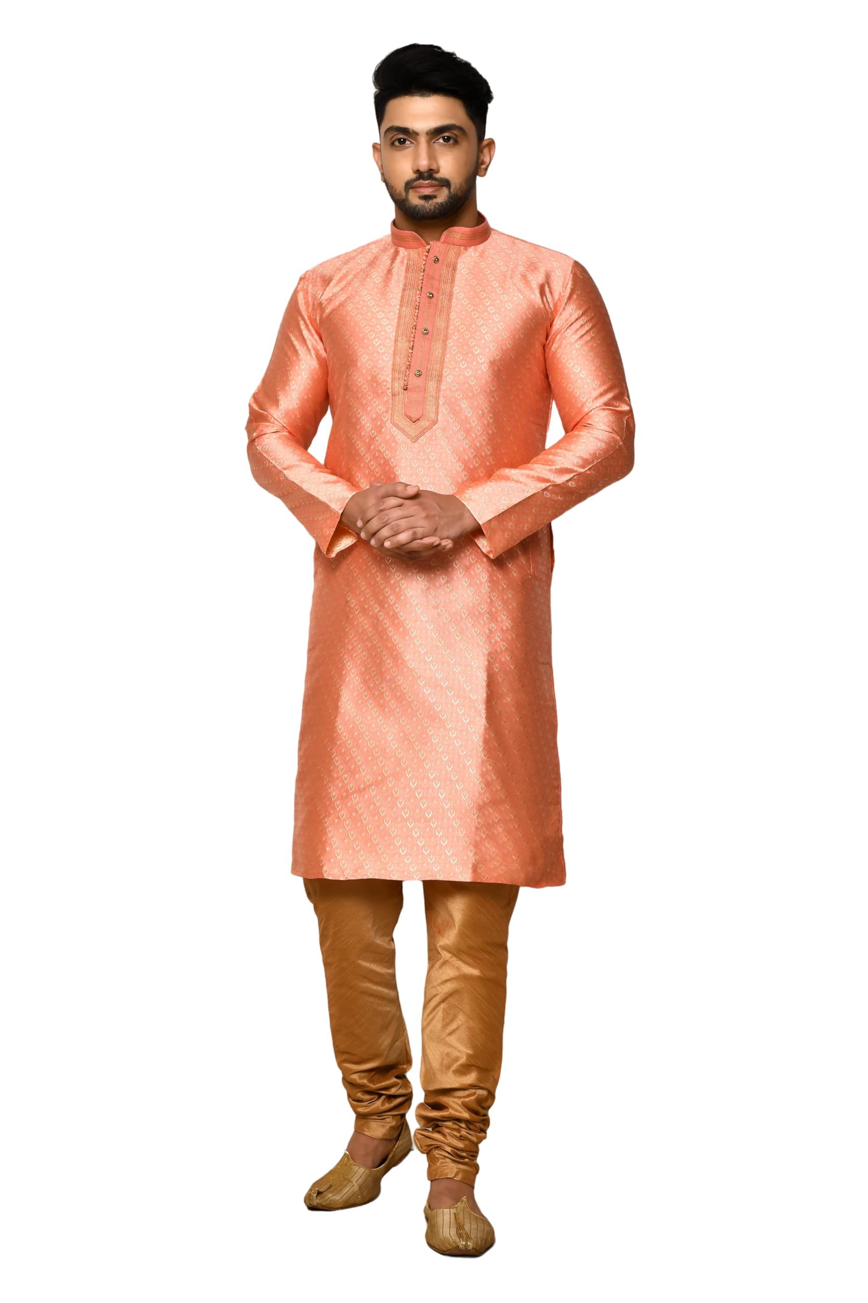 Art Silk Kurta Pajama for Men | Thread Work | Classic Ceremonial Outfit (VLSMKP467)-image-39