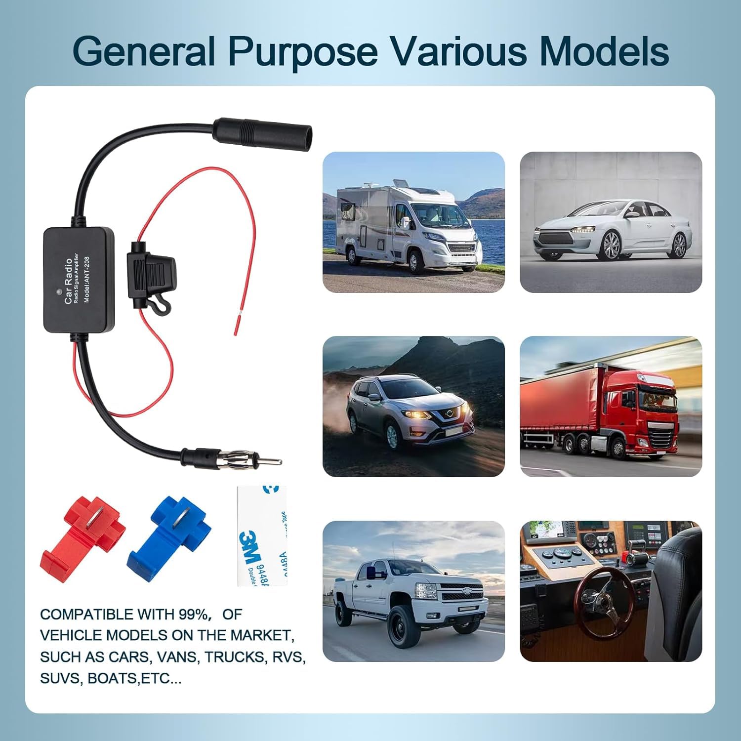 Amplificateur Antenne Radio Voiture SIGANDG - Boost Signal FM/DAB+ 12V-24V 25dB