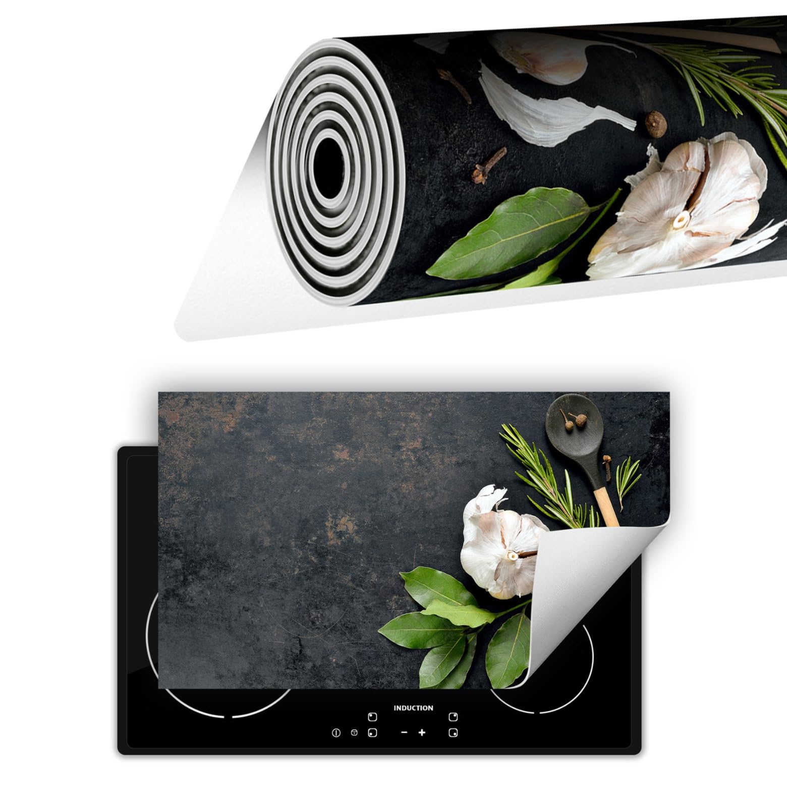 TMK ArtDeko Cubre Vitrocerámica de Induccion 90 x 52 cm - Tapa Protectora - Placa protectora vitroceramica induccion Vinilo, Especias de pizarra