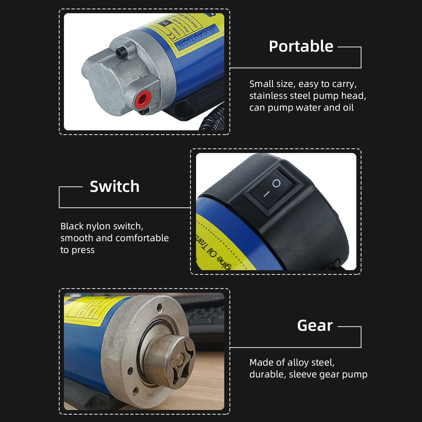 Bomba Extractora de Aceite Eficiente Portátil 12 V 100 W Motor de Cobre para Bomba Aceite Automotriz con Cable Alimentación Extensible, para Coches, Motocicletas, Vehículos Recreativos,