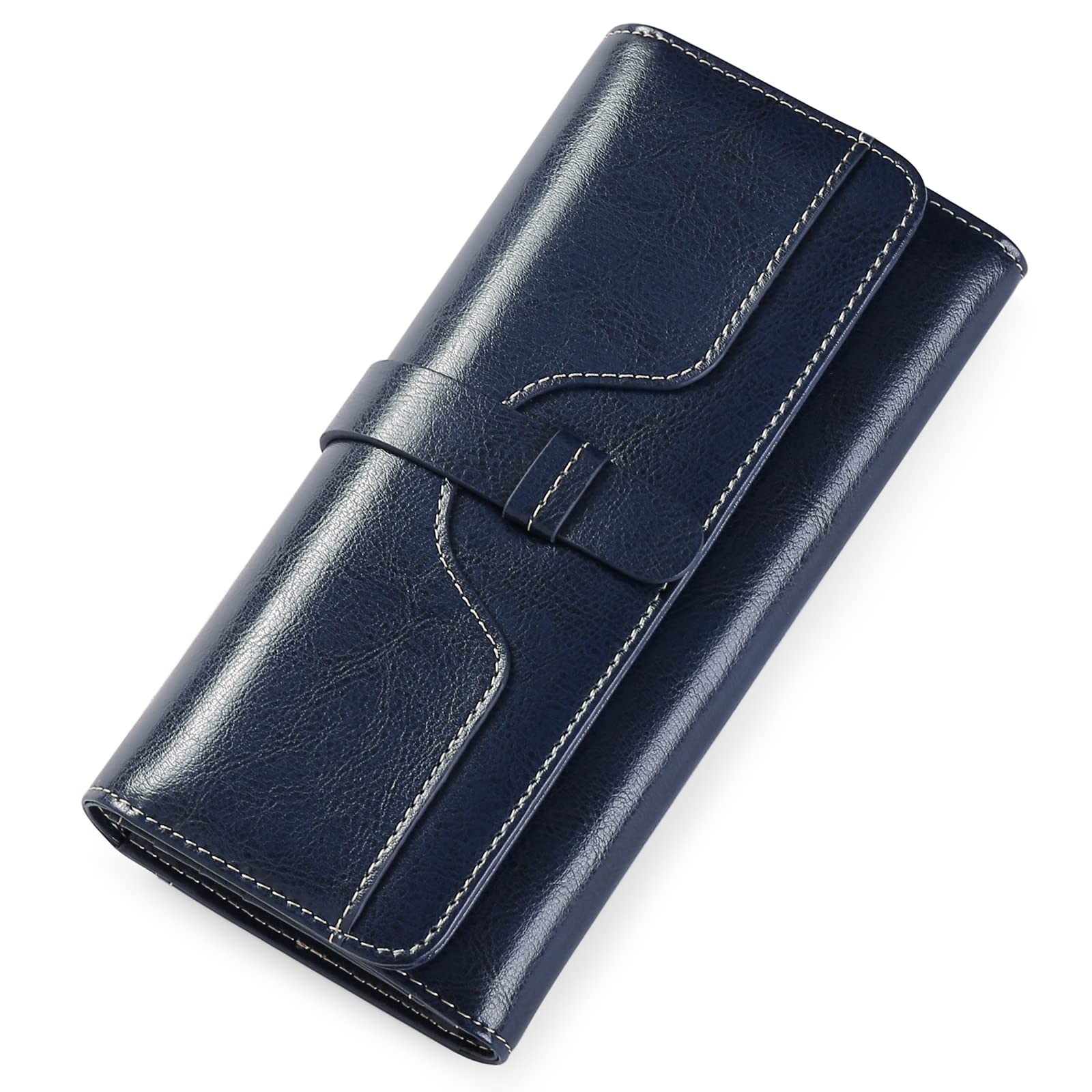 SENDEFNLeather Purses for Women, RFID Blocking Wallet for Women, Long Ladies Purse with Multiple Card Slots and Zipper Compartment