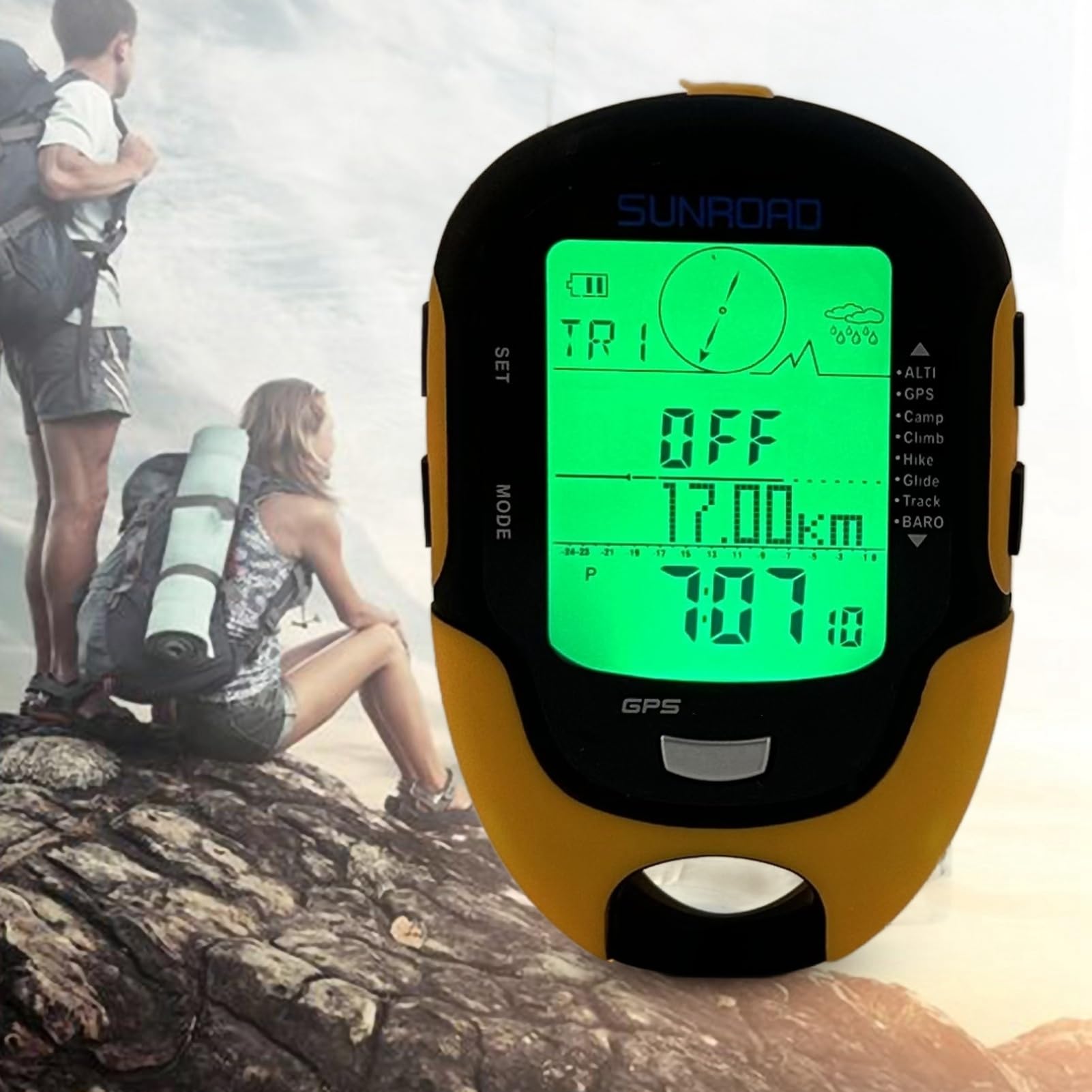 Altímetro electrónico GPS IPX4 Grado Impermeable Navegación Exterior Medidor de altitud Temperatura Humedad Brújula