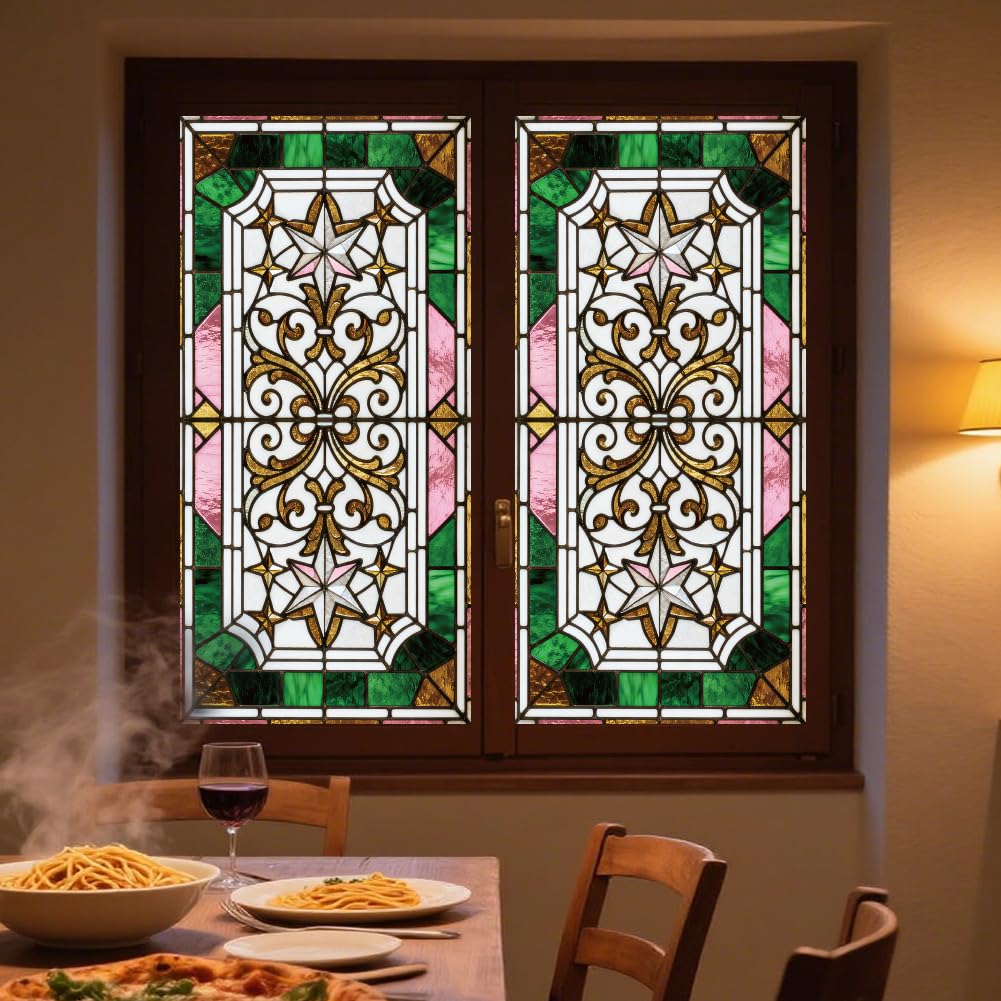 ANATTASOUL Art Nouveau Patterns Static Window Stickers for Home Decoration