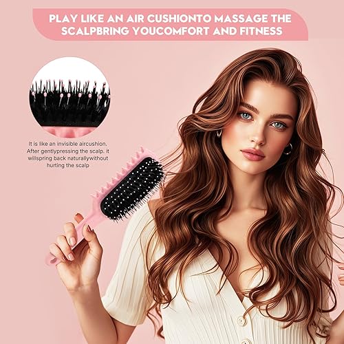 Miniatura 4 de Paquete de 1 cepillo definidor de rizos para ondas y bobinas, desenreda, da volumen y define rizos, reduce el encrespamiento y la rotura, mango de