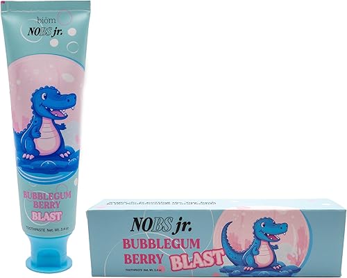NOBS Jr. Pasta de dientes hidroxiapatita para niños, sin flúor, sin SLS, remineralizante, formulada por dentistas, bayas de chicle, fabricada en los