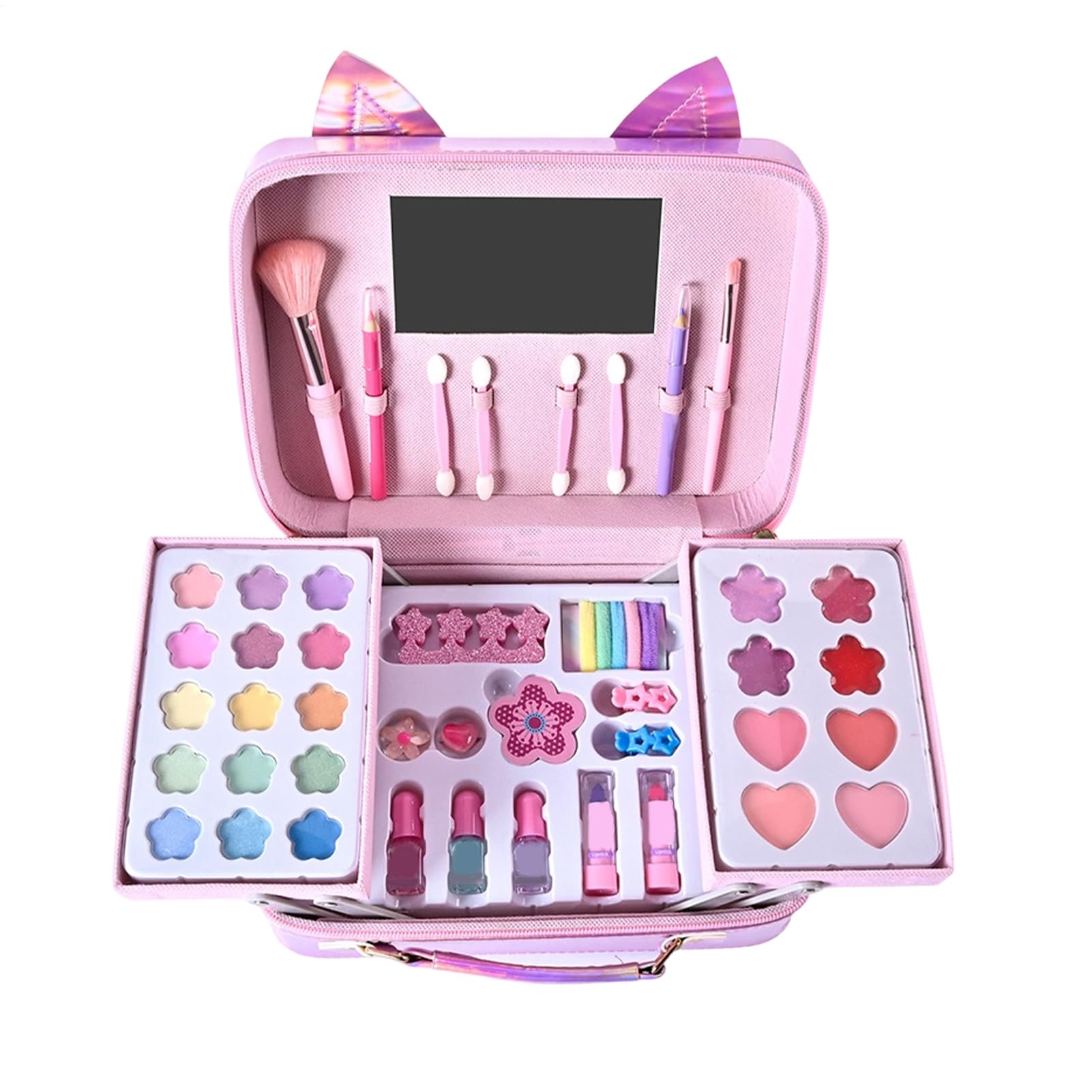 Kit Di Trucco Per Ragazze Vero Giocattolo Cosmetico Da Principessa | Set Di Trucco Per Bambine Con Borsa A Forma Di Gatto Per Giochi Di Imitazione Compleanni Feste E Travestimenti