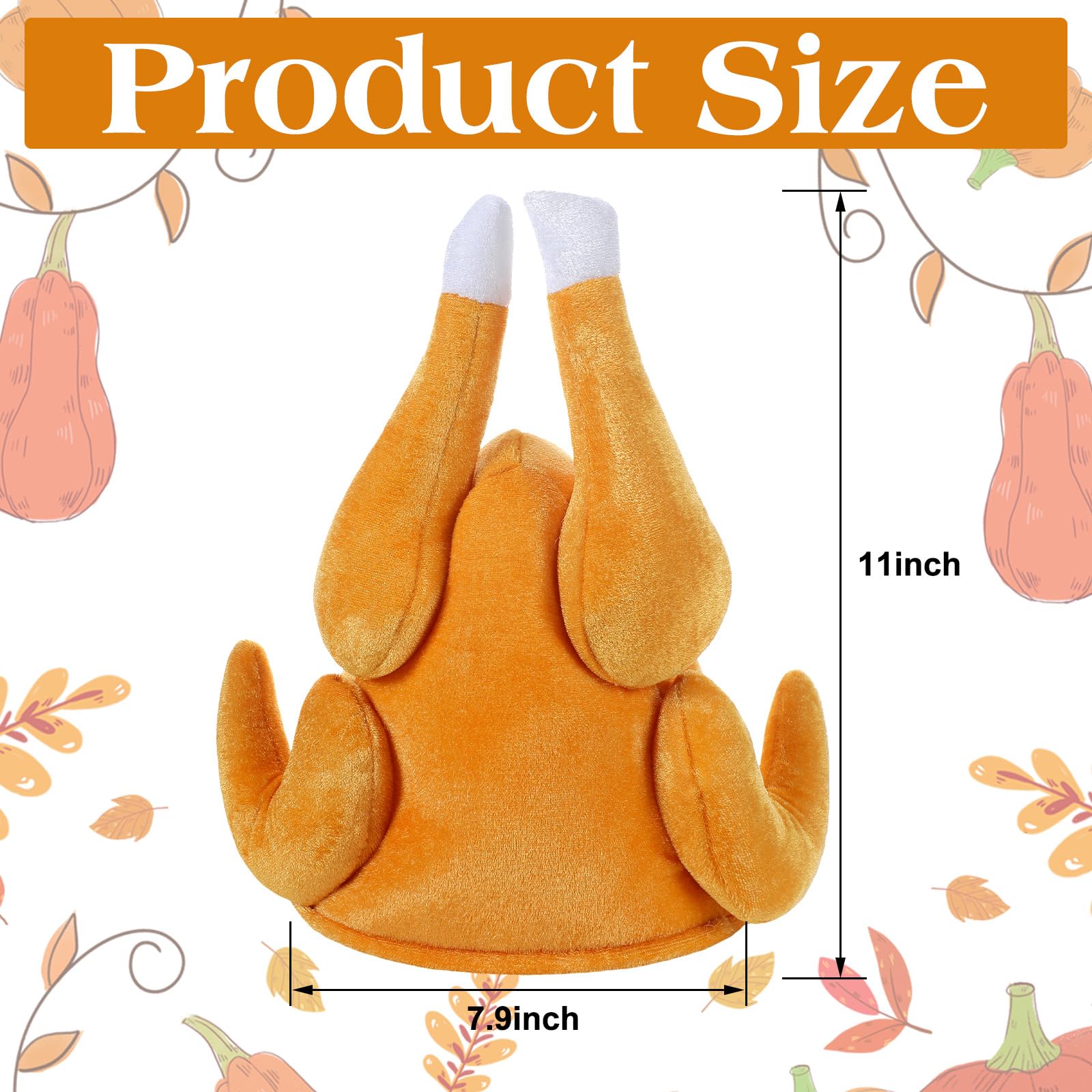 Xaatren Thanksgiving Roasted Turkey Hats Halloween Plush Turkey Caps Men's Roasted Turkey Headwears for Thanksgiving and Halloween Costume Dress up Party(24 Pcs)