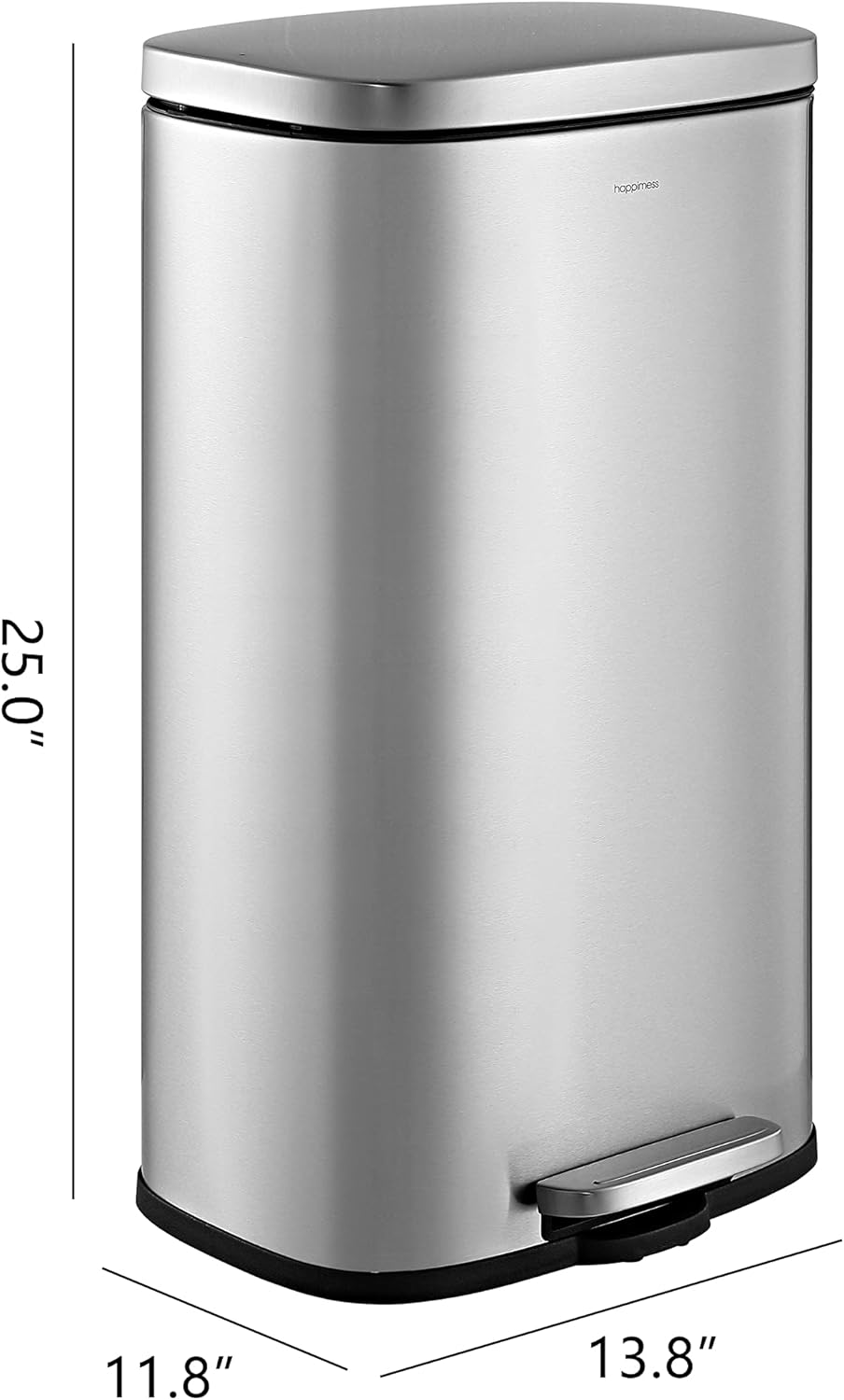 happimess HPM1011A Curtis 8-Gallon Step-Open Trash Can with Soft-Close Lid, Modern, Minimalistic, Fingerprint Proof for Home, Kitchen, Laundry Room, Office, Bedroom, Bathroom, Chrome