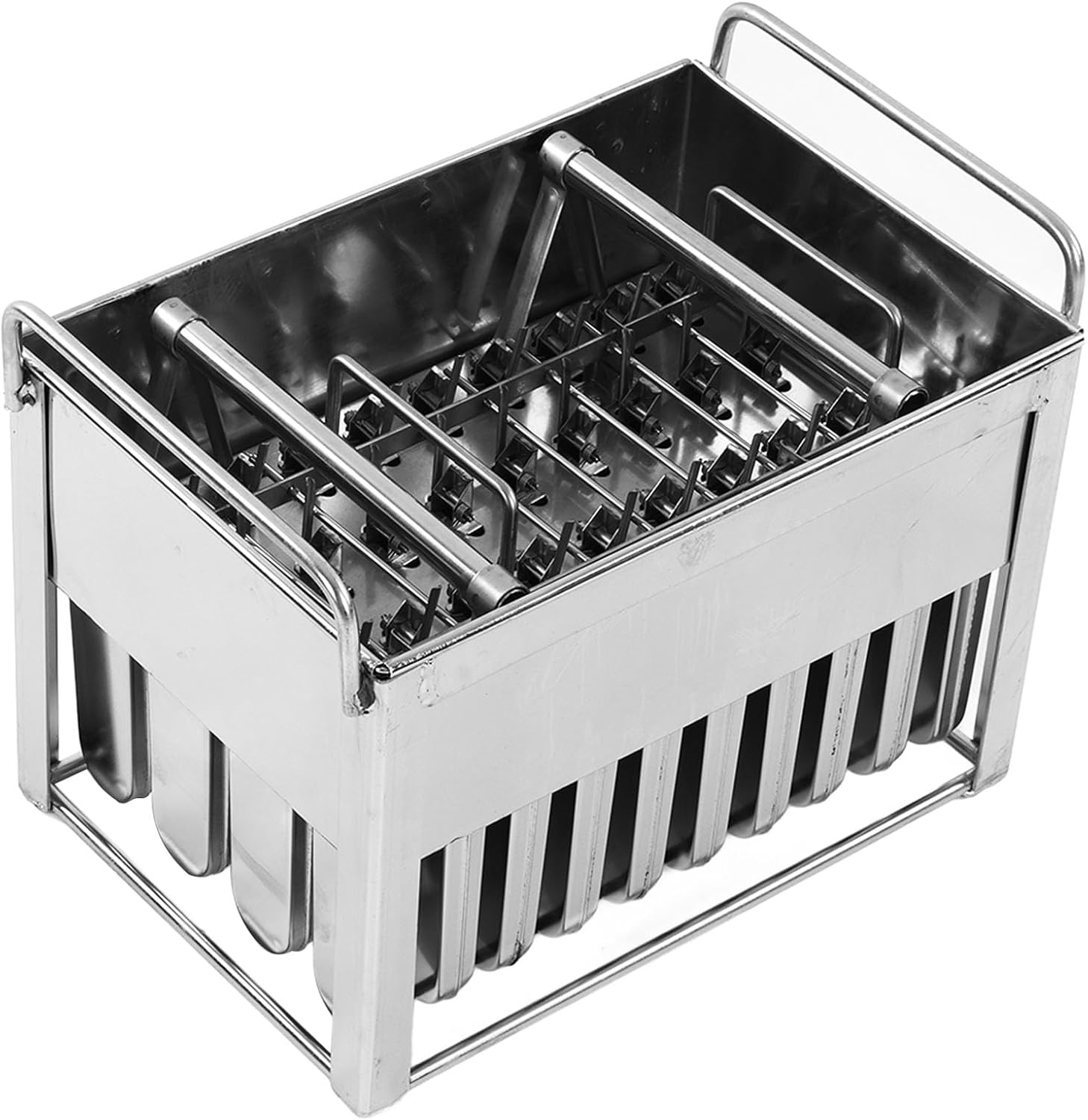Pilipane Ice Pop Mold Machine Stainless Steel 40pcs Capacity Ice Stick Cream Mold for Home Summer DIY Ice Cream Stick Reusable Multipurpose Design Silver 5900g