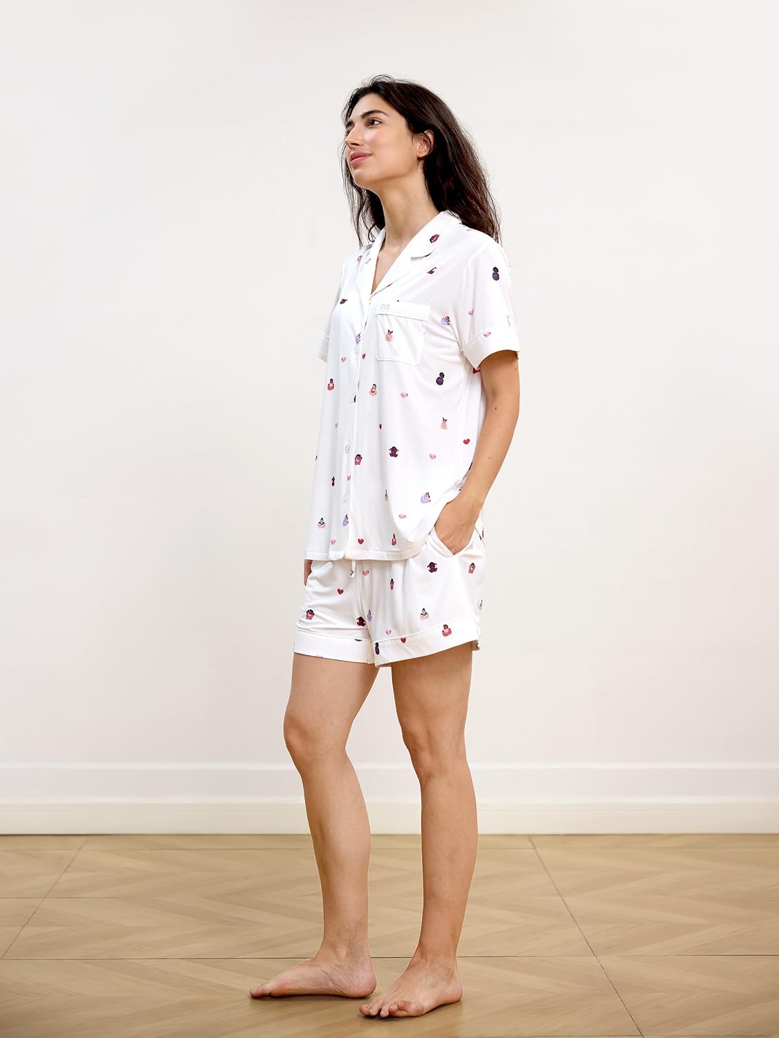 GYS Premium Women's Short Sleeve Pajama Set Notch Collar Button Down 2 Piece Sleep Sets, Viscose from Bamboo