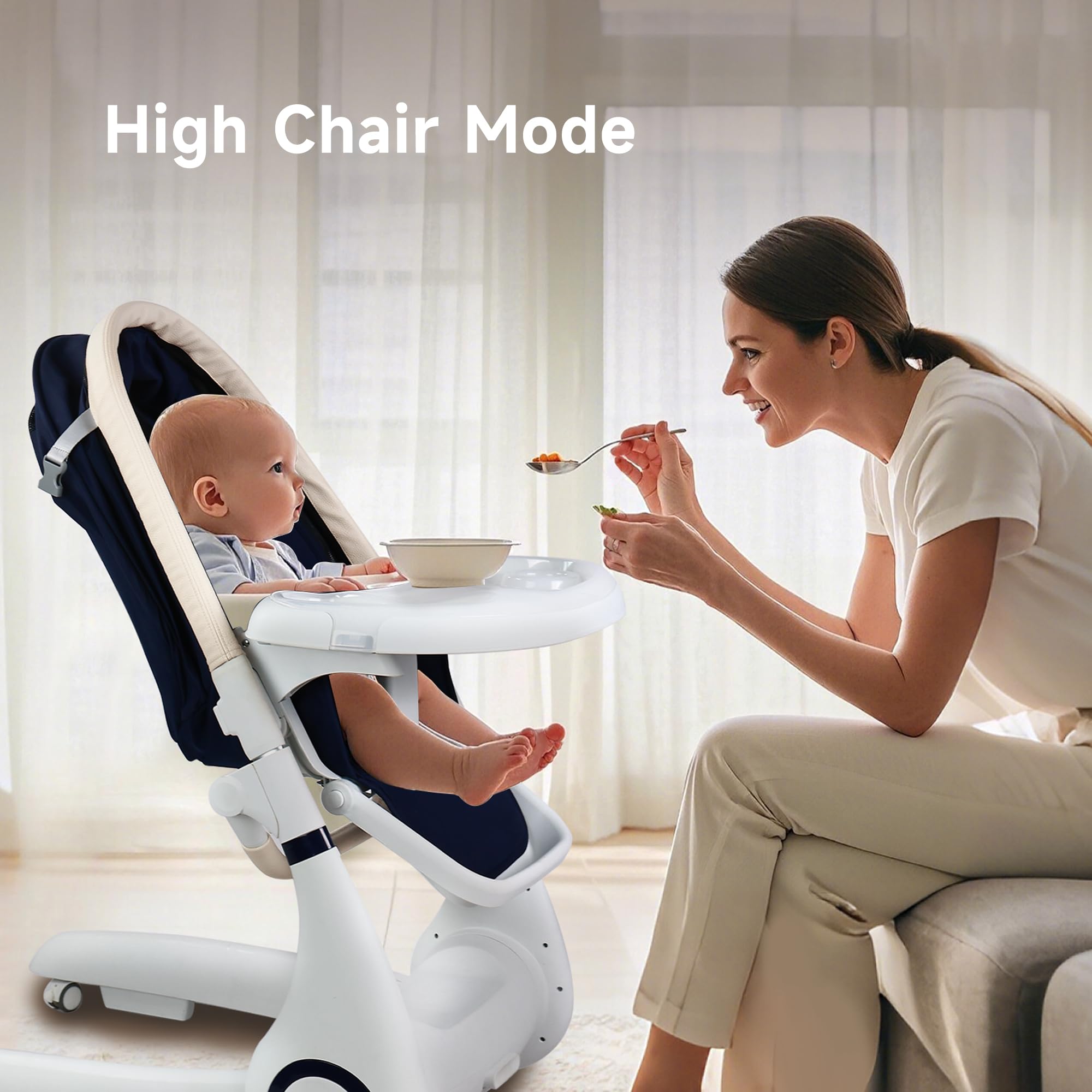 Maydolly 4-in-1 Baby High Chair,Feeding Chair,High Chairs for Babies and Toddlers,Highchair with Adjustable Backrest, Footrest and Tray, White