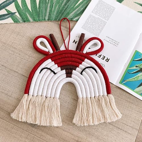Miniatura 7 de Maydear Tapiz tejido a mano bohemio para colgar en la pared, decoración de algodón con borlas de macramé para decoración del hogar, juego de 2