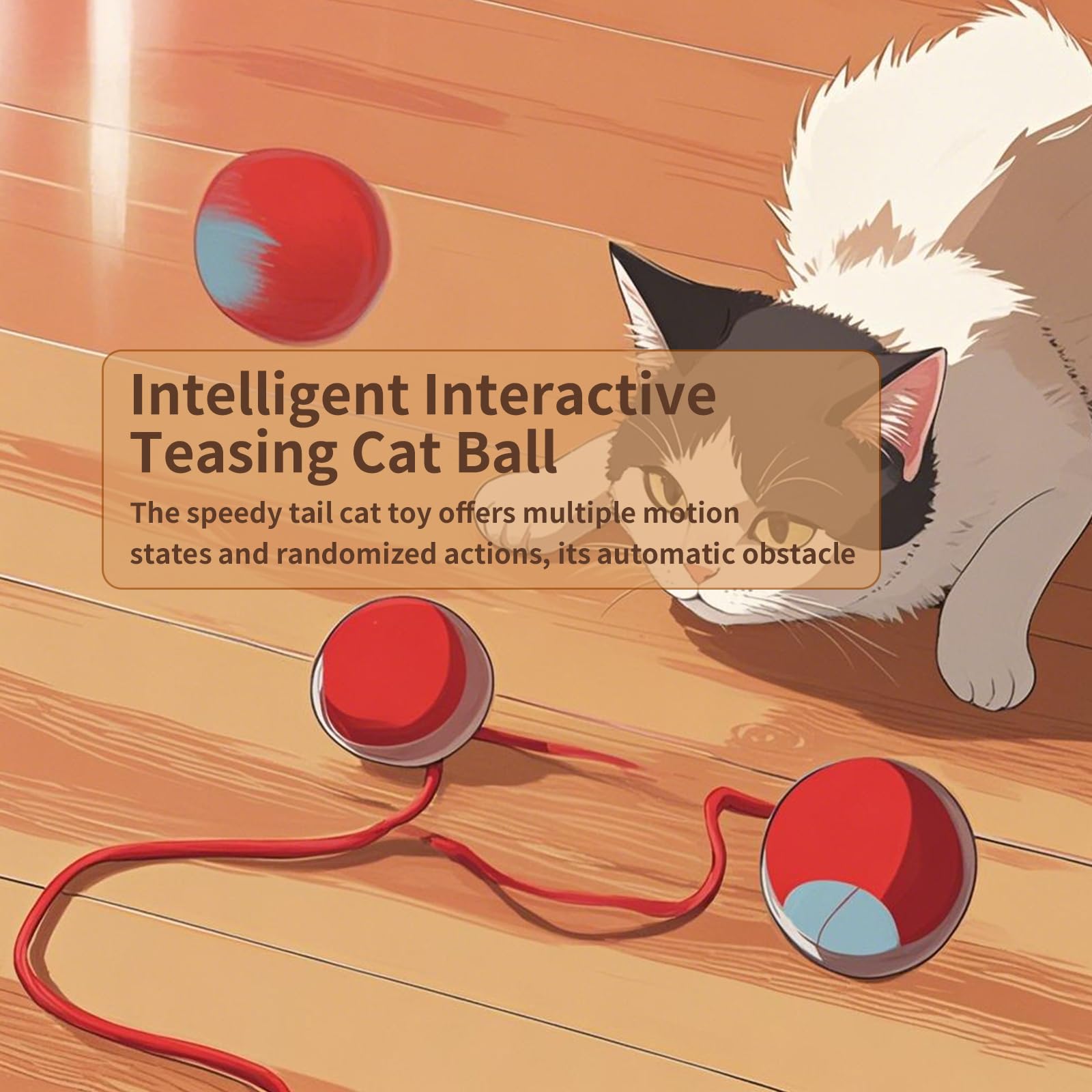 ZukQvrivelig Speedy Tail 2.0,Cat Ball Toy,Interactive kitten Toy,Speedy Tail Cat pussy,3 Modes: Fast, Blue Light, Slow - Image 4