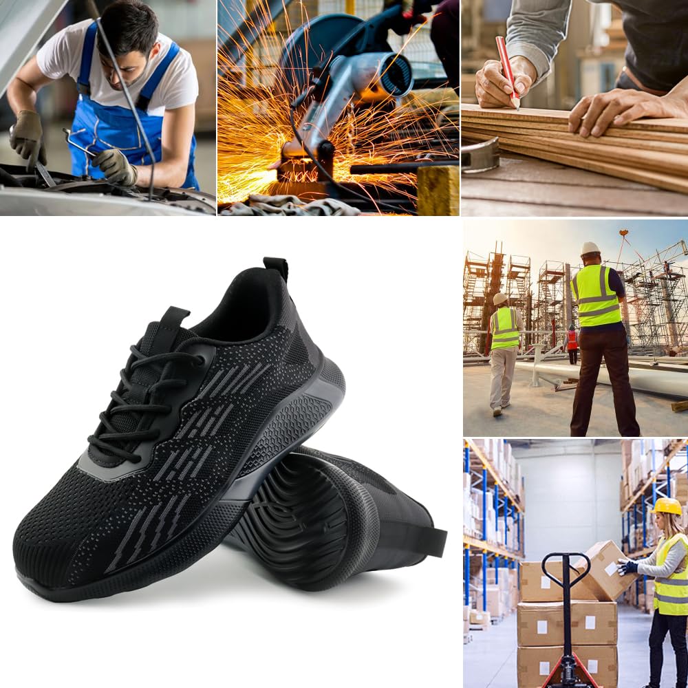 Scarpe Antinfortunistiche Scarpe da Lavoro Uomo Donna Scarpe Protettive Traspiranti Antiscivolo con Puntale in Acciaio per Unisex 36-46