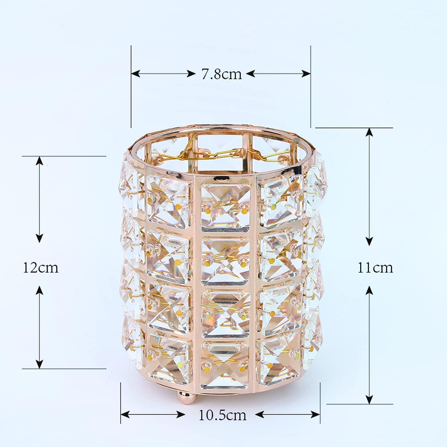 Golden Crystal Makeup Brush Holder Organizer Bling Personalized Pencil Cup Collection Cosmetic Storage Organizer for Vanity,Bathroom,Bedroom,Office Desk