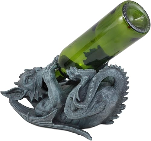 Miniatura 5 de Ebros Gárgola borracha con alas de fantasía gótica para botella de vino, estatua decorativa de 11 pulgadas de largo para cocina, bodega