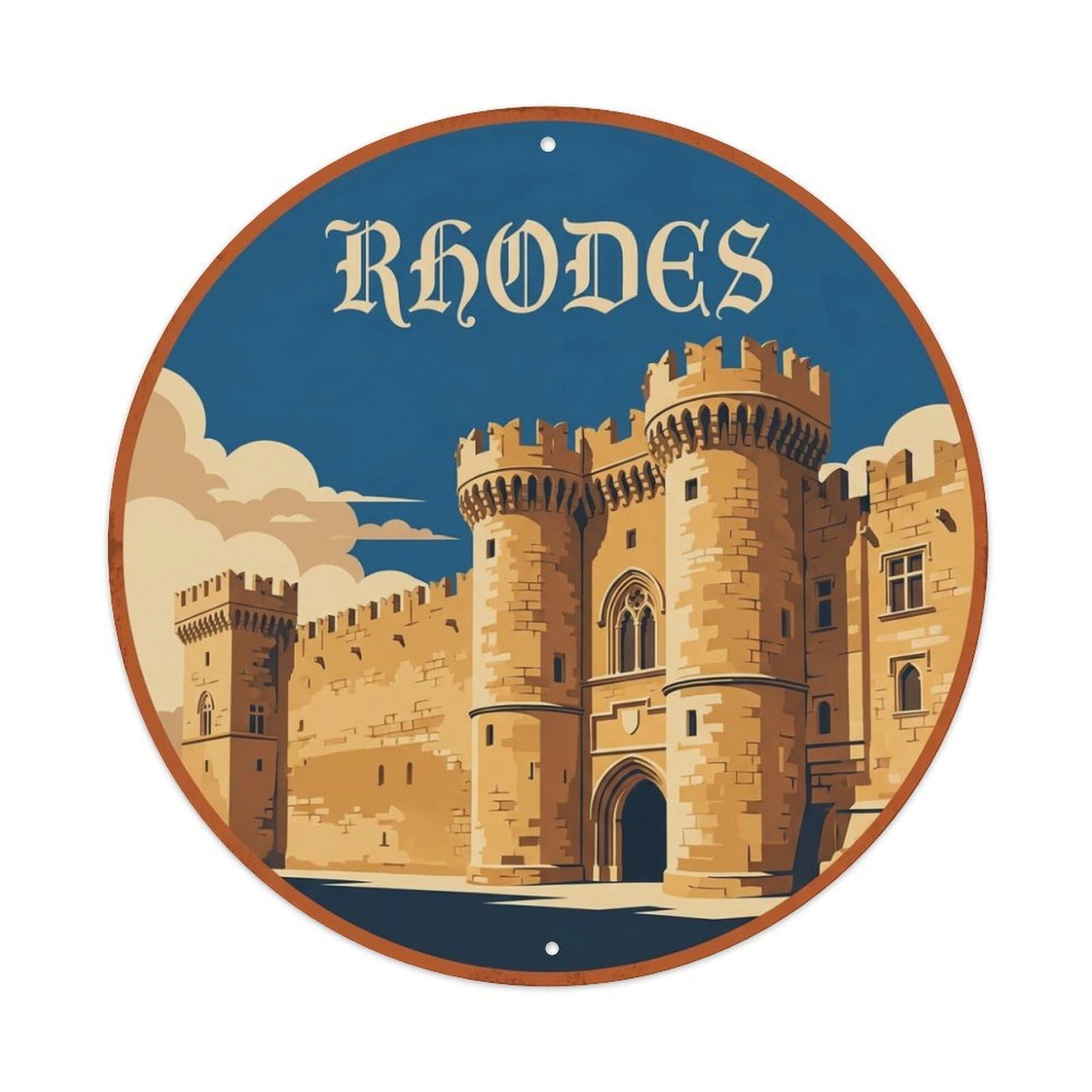 Retro Rhodes Medieval Palace Heritage Travel Metal Tin Sign