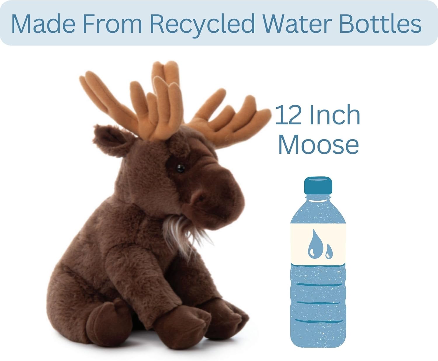 The Petting Zoo Moose Stuffed Animal, Gifts for Kids, Wild Onez Zoo Animals, Moose Plush Toy Sitting 12 inches