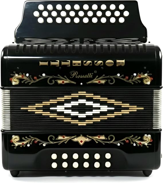 Rossetti 3112 FBbEb FA 31 Treble 12 Bass Button Accordion Black with Hard Case