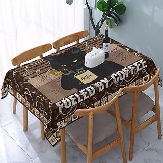 Vintage Cat Table Cloth for Party, Waterproof Tablecloth for Kitchen Dining Room Picnic Weddings Outdoor Retro Coffee Table Cover, Rectangle 54x72 Inch