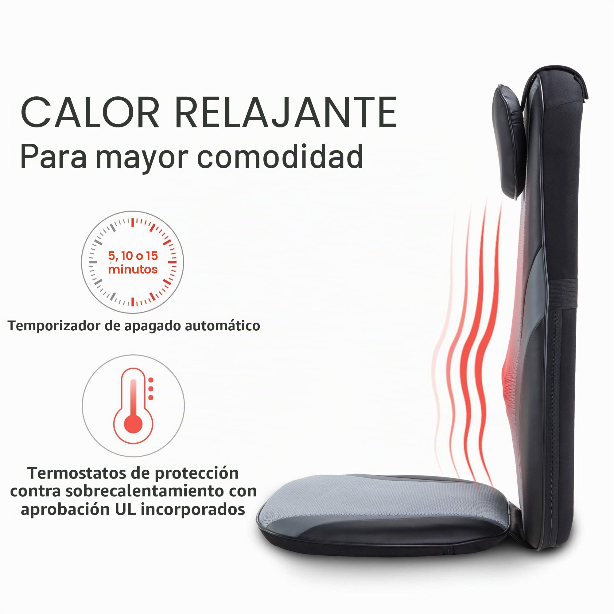 Snailax Masajeador Shiatsu con Calefacción - Nudo de Masaje de Gel, cojín de Masaje amasador Profundo para el hogar Silla de Oficina…