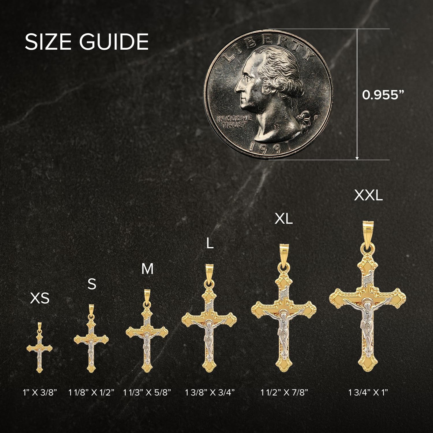 RP 14K Gold Crucifix Necklace for Women & Men, Two Tone White & Yellow Gold, Pendant with 18 inch 14K Chain, Polished-Gold Crucifix Necklace for Men & Women, Includes Premium Jewelry Box, Handcrafted Religious Jewelry in the USA - Image 4