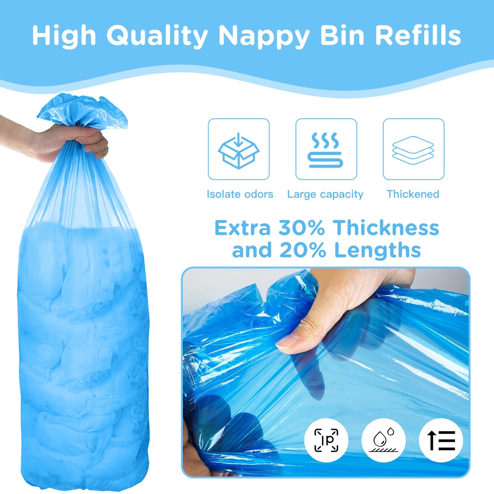 Nappy Bin Refill, Newborn Baby Diaper Pail Refill Bags, Nappy Bin Refill Bags Compatible with Tommee Tippee - Image 2