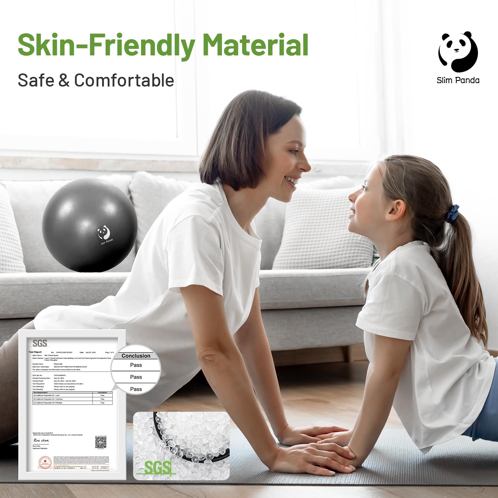 Slim Panda Palla Pilates Piccola,23-25cm Anti Scoppio Antiscivolo Palla Ginnastica con Cannuccia Gonfiabile,Soft PVC Palla daYoga per Fitness