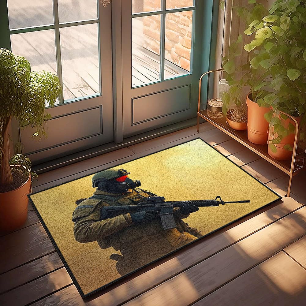 Paillasson extérieur motif soldat au fusil tapis grand format