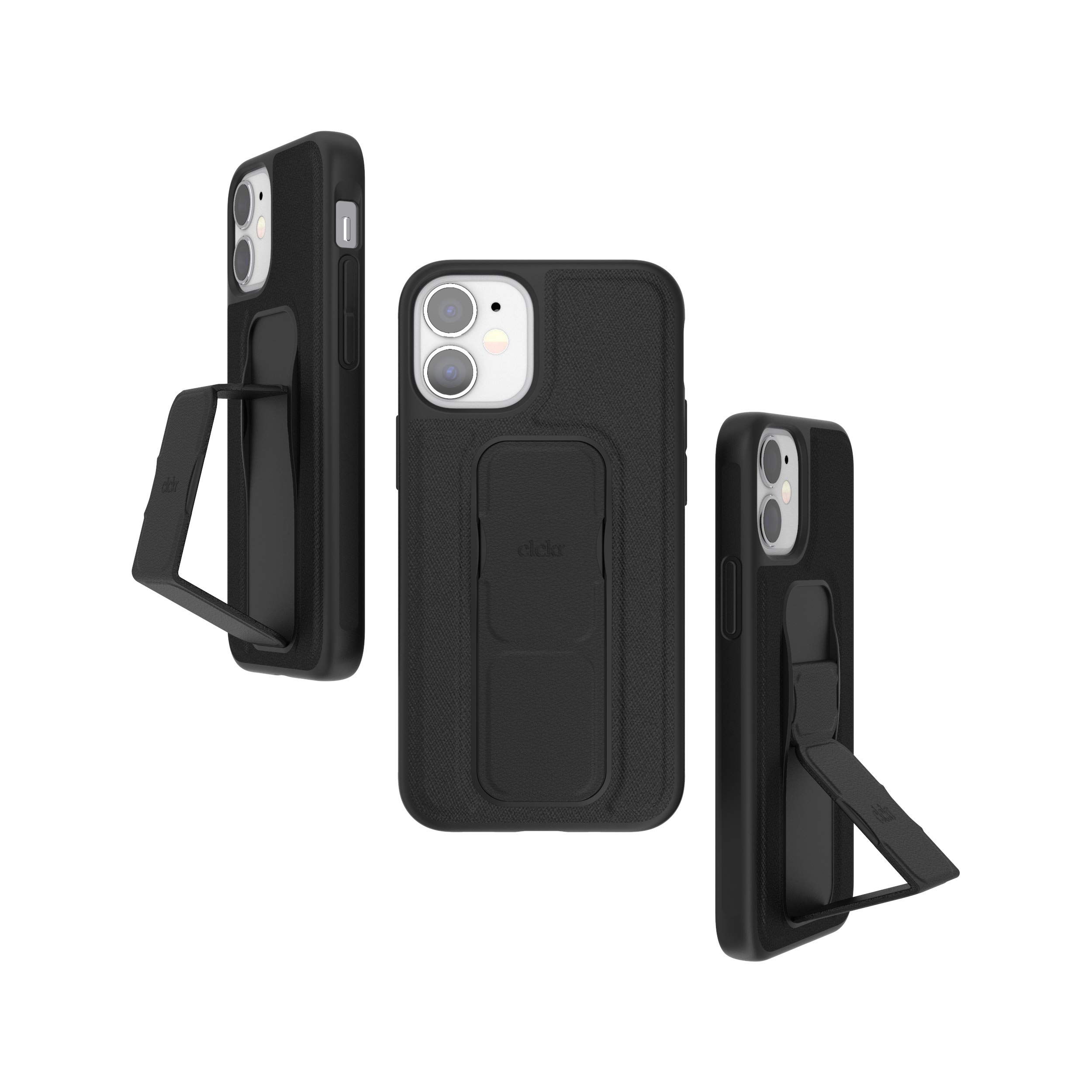 CLCKRCompatible with iPhone 12 Mini 5.4 Case with Phone Grip and Expanding Stand, iPhone 12 Mini Cover with Phone Grip Holder - Saffiano Black
