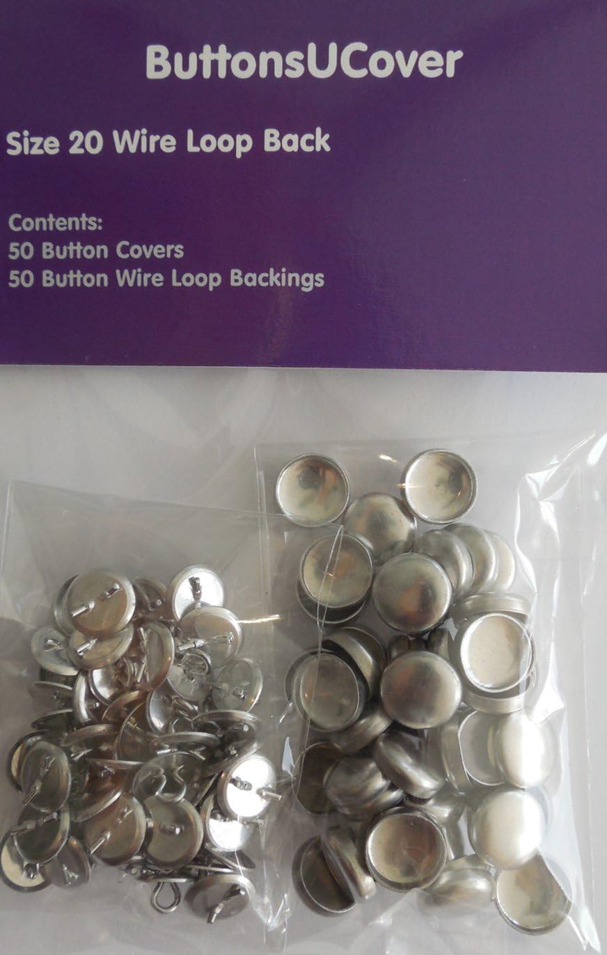 50 Wire Loop Back Cover Buttons Size 20