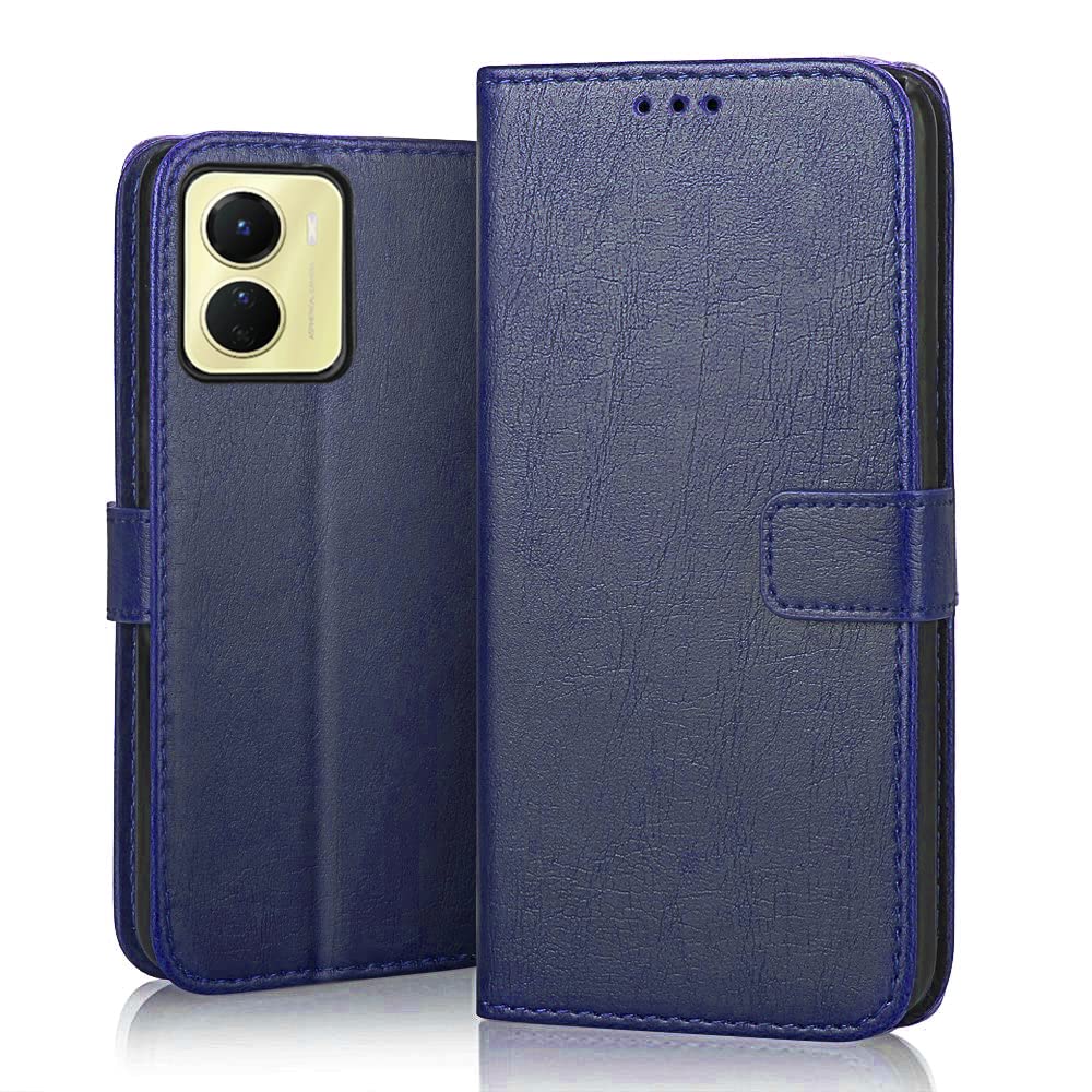 SHINESTAR Vivo Y16 Flip Back Cover | PU Leather Flip Cover Wallet Case with TPU Silicone Case Back Cover for Vivo Y16 - Ultimate Blue (B0BLZ56D34) Amazon Price History, Amazon Price Tracker