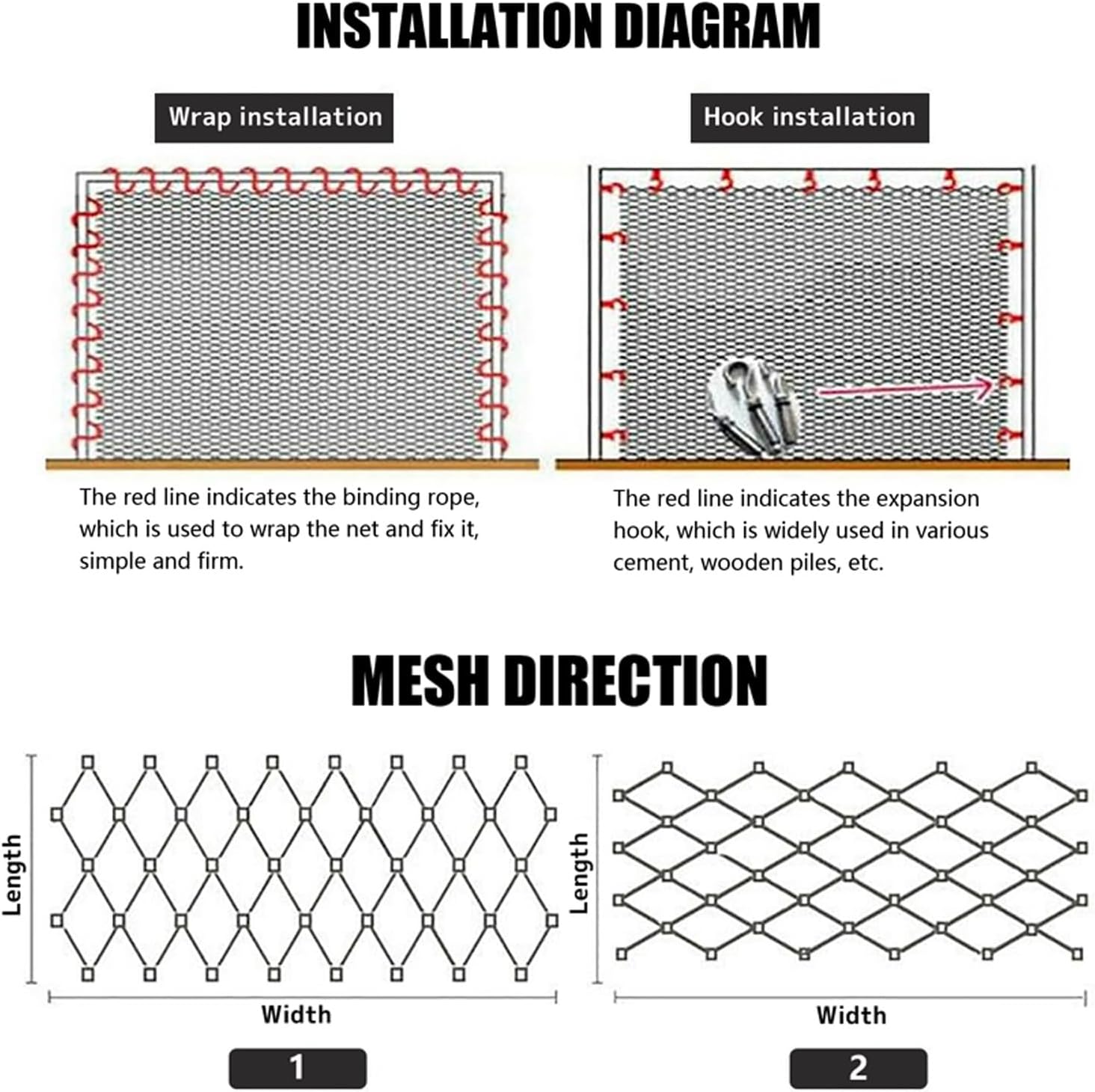 Stainless Steel Wire Rope Netting Balcony Stair Fall Protection Fence 1.5mm Thickness Multifunctional Metal Mesh Animal Barrier Easy To Install Suitable For Long-term Use(Silver-mesh5cm,3.28x3.