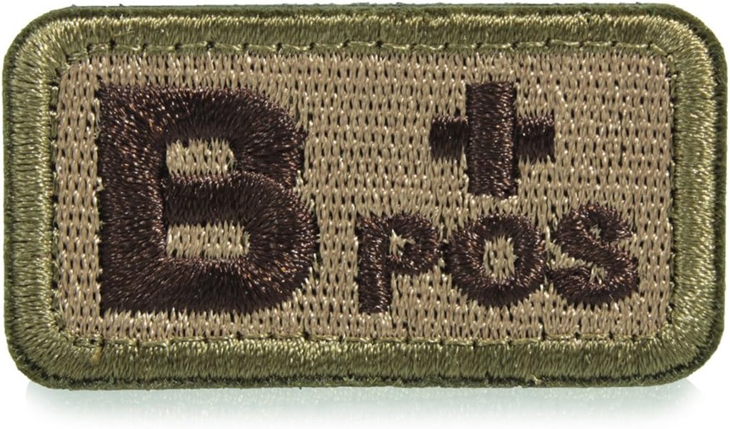 Tactical Blood Type Patches - "Type B Positive" - 2"x1" (Multitan) by ADISID