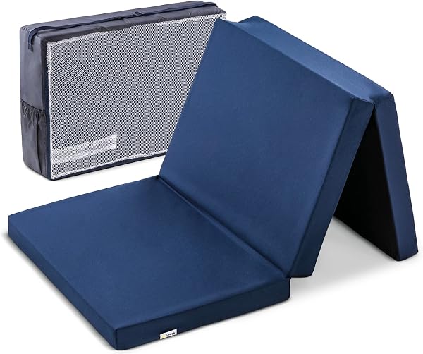 hauck Matelas Lit Parapluie Bébé 120x60x5 cm Sleeper – Compatible Dream N Play Plus, Sleep N Play Go Plus, Play N Relax Center – Compact, Sac de Transport, Bleu Navy - 1