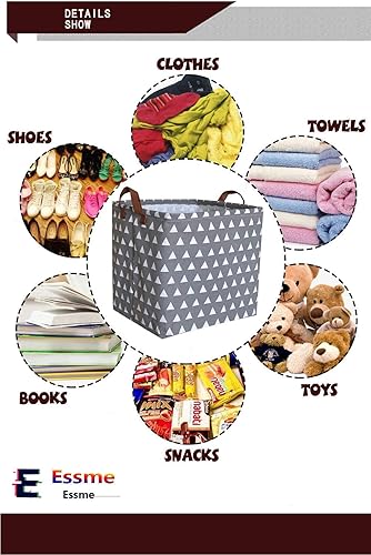 Miniatura 4 de ESSME Paquete de 3 cubos de almacenamiento cuadrados, canastas de tela de algodón, plegables e impermeables con asas para almacenamiento familiar,