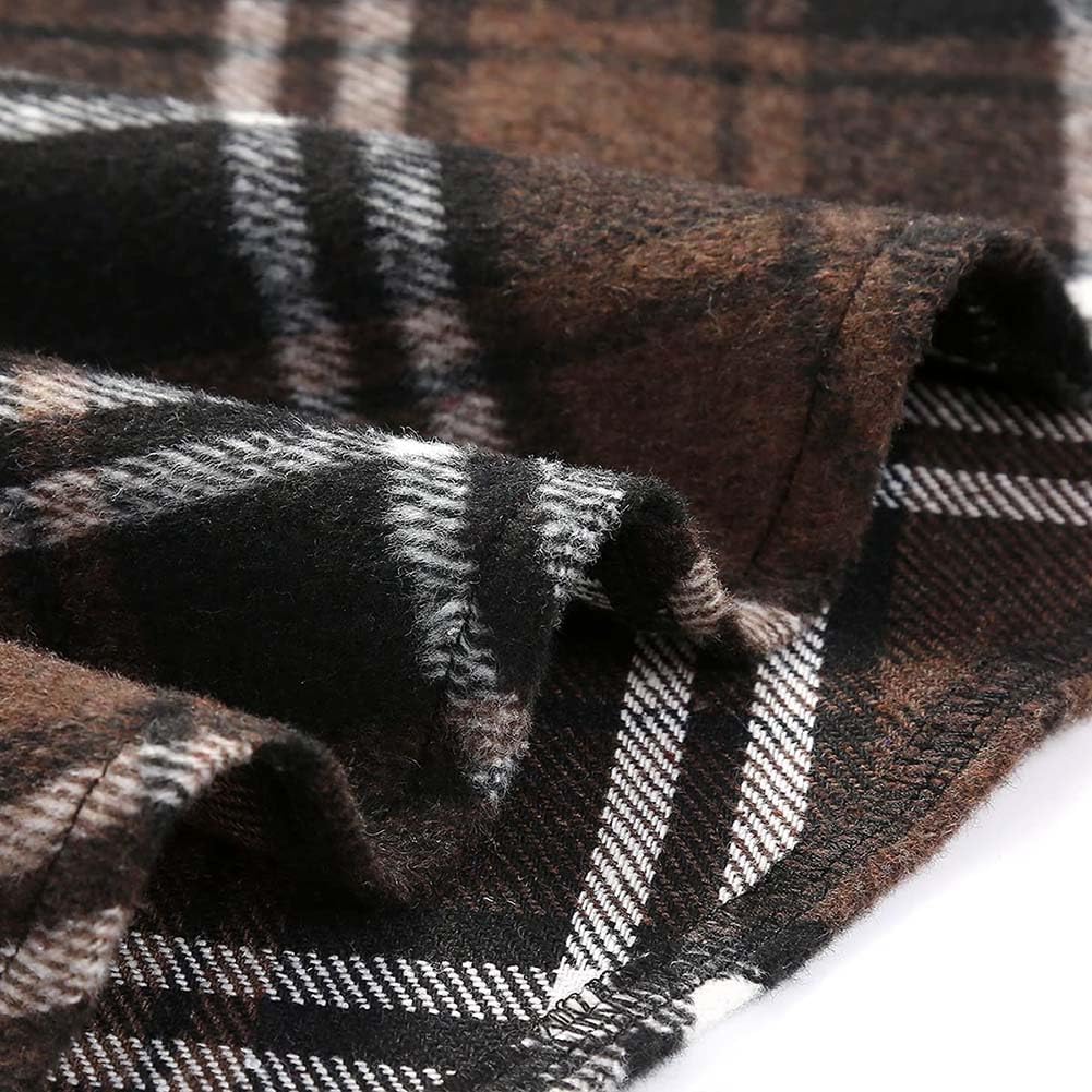 Women's Long Plaid Wool Skirt Fall Winter High Waist A-line Pleated Wool Tartan Skirts - Image 5